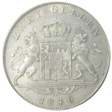 Монета 2 гульдена 1846 года Германские государства — Бавария (аверс)