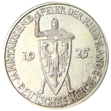 Монета 5 рейхсмарок 1925 года F Германия «Тысячелетие Рейнской области (Рейнланда)» (аверс)