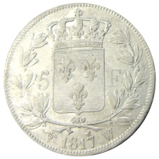Монета 5 франков 1817 года W Франция (реверс)