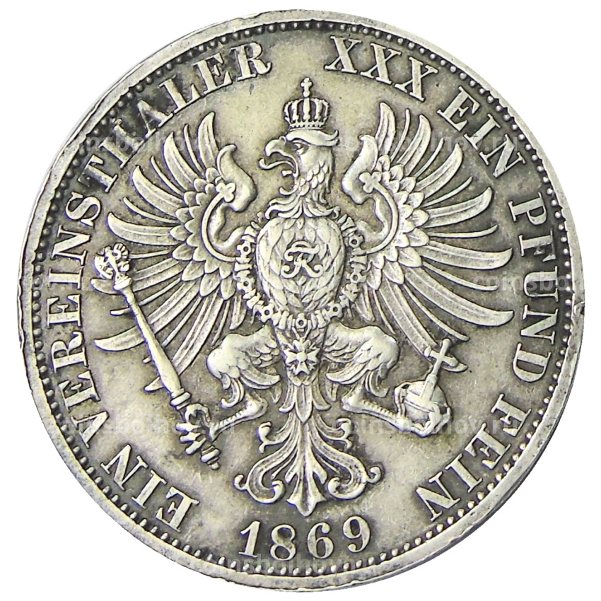 Монета 1 союзный талер  1869 года A Германcкие государства — Пруссия