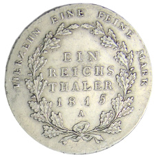 Монета 1 рейхсталер 1815 года A Германские государства — Пруссия (реверс)