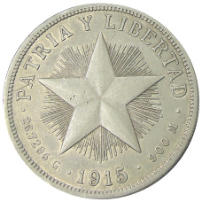 Монета 1 песо 1915 года Куба (аверс)