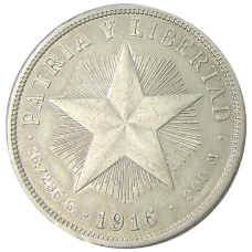 Монета 1 песо 1916 года Куба (аверс)