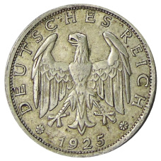 Монета 1 рейхсмарка 1925 года E Германия (реверс)