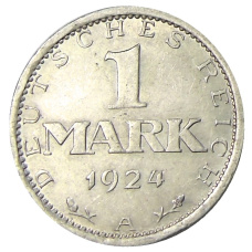 Монета 1 марка 1924 года A Германия (аверс)