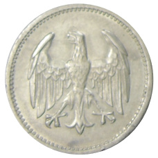 Монета 1 марка 1924 года A Германия (реверс)