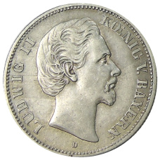 Монета 2 марки 1877 года D Германия (Бавария) (аверс)