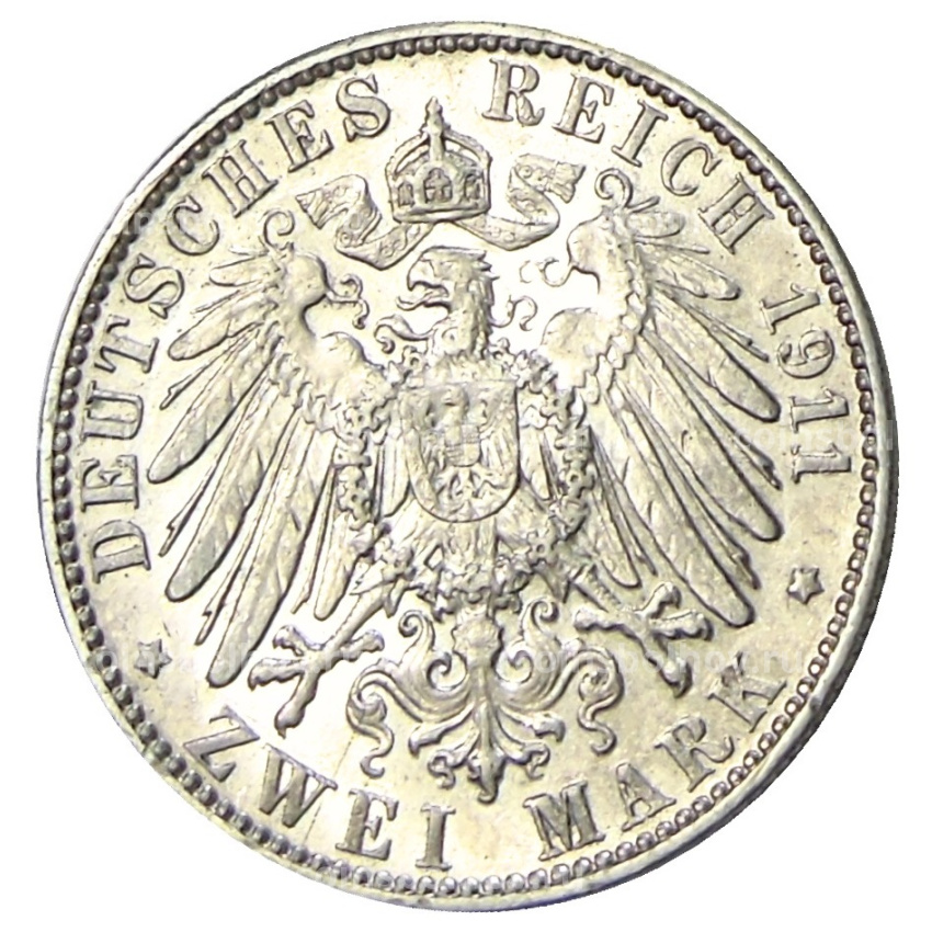 Монета 2 марки 1911 года Е Германия (Саксония) (вид 2)
