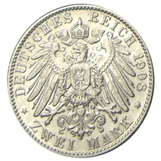 Монета 2 марки 1908 года Е Германия (Саксония) (реверс)