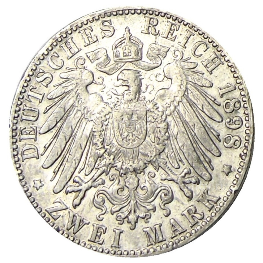 Монета 2 марки 1898 года G Германия (Баден) (вид 2)