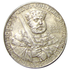 Монета 2 марки 1908 года Германия (Саксен-Веймар-Эйзенах) «350 лет Йенскому университету» (аверс)