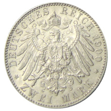 Монета 2 марки 1900 года Е Германия (Саксония) (реверс)