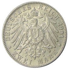 Монета 2 марки 1901 года G Германия (Баден) (реверс)