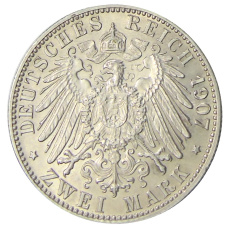 Монета 2 марки 1907 года G Германия (Баден) (реверс)