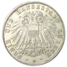 Монета 3 марки 1910 года A Германия (Любек) (аверс)