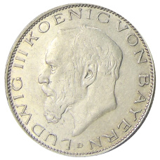 Монета 2 марки 1914 года D Германия (Бавария) (аверс)