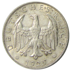 Монета 2 рейхсмарки 1925 года F Германия (реверс)