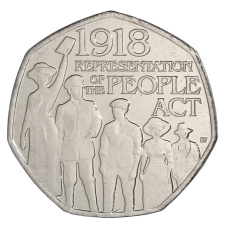 Монета 50 пенсов 2018 года Великобритания « 100 лет представлению Закона о народе» (аверс)