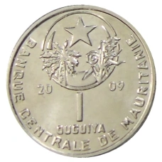 Монета 1 угия 2009 года Мавритания (аверс)