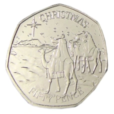Монета 50 пенсов 2022 года Гибралтар «Рождество» (аверс)
