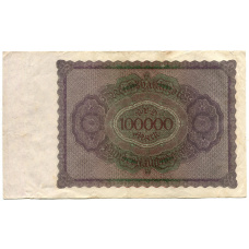 Банкнота 100000 марок 1923 года Германия (вид 2)