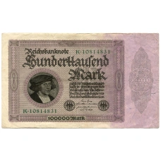 Банкнота 100000 марок 1923 года Германия