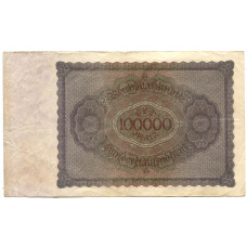 Банкнота 100000 марок 1923 года Германия (вид 2)