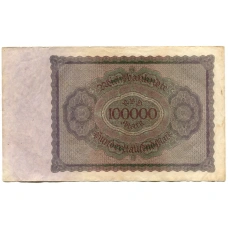Банкнота 100000 марок 1923 года Германия (вид 2)