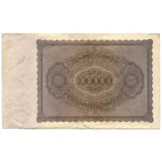 Банкнота 100000 марок 1923 года Германия (вид 2)