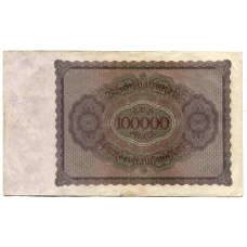 Банкнота 100000 марок 1923 года Германия (вид 2)