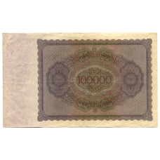 Банкнота 100000 марок 1923 года Германия (вид 2)