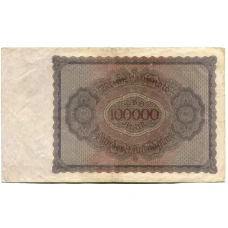 Банкнота 100000 марок 1923 года Германия (вид 2)