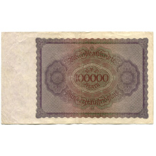 Банкнота 100000 марок 1923 года Германия (вид 2)