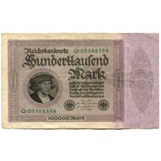Банкнота 100000 марок 1923 года Германия