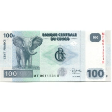 Банкнота 100 франков 2022 года Конго (аверс)