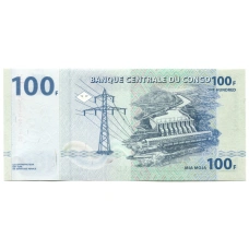 Банкнота 100 франков 2022 года Конго (реверс)