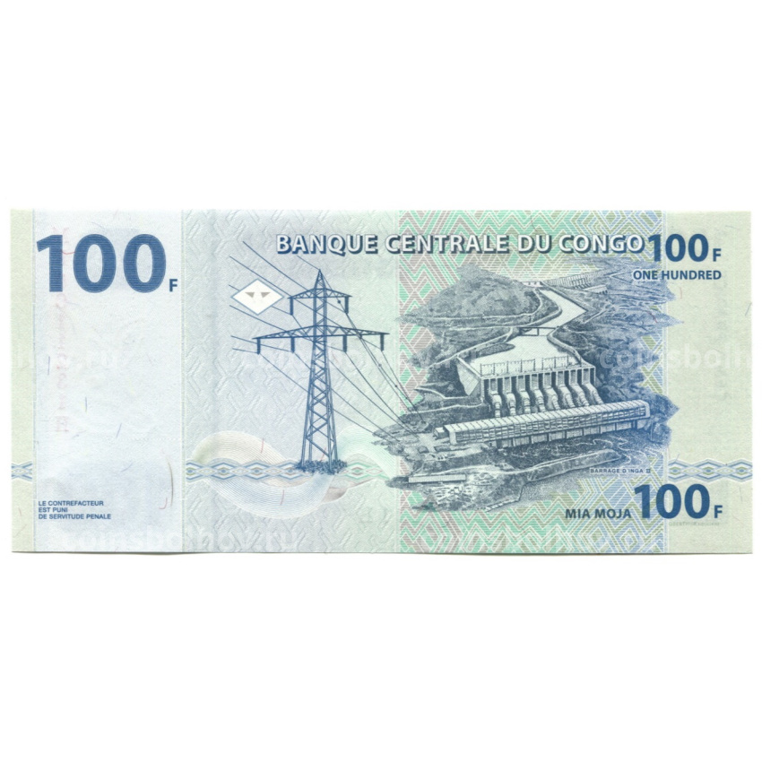 Банкнота 100 франков 2022 года Конго (вид 2)