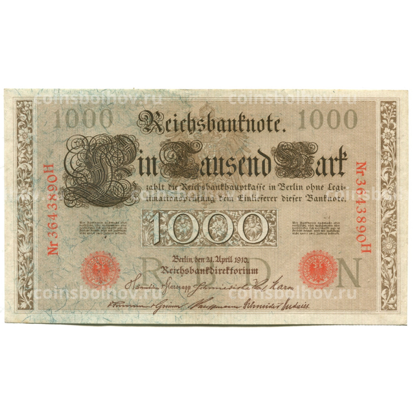 Банкнота 1000 марок 1910 года Германия