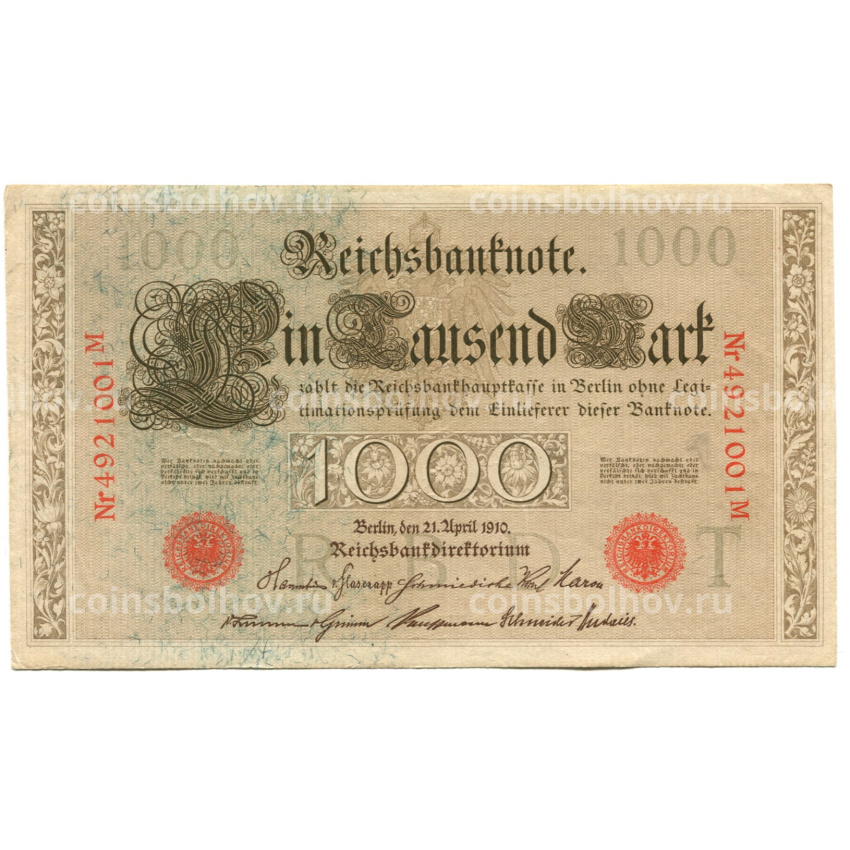 Банкнота 1000 марок 1910 года Германия