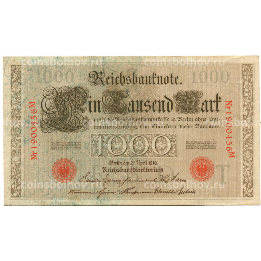 Банкнота 1000 марок 1910 года Германия