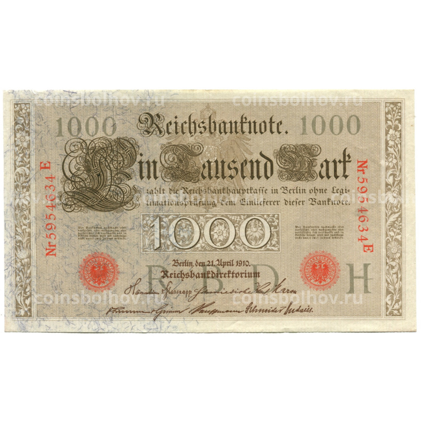 Банкнота 1000 марок 1910 года Германия