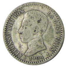 Монета 50 сентимо 1904 года Испания (аверс)