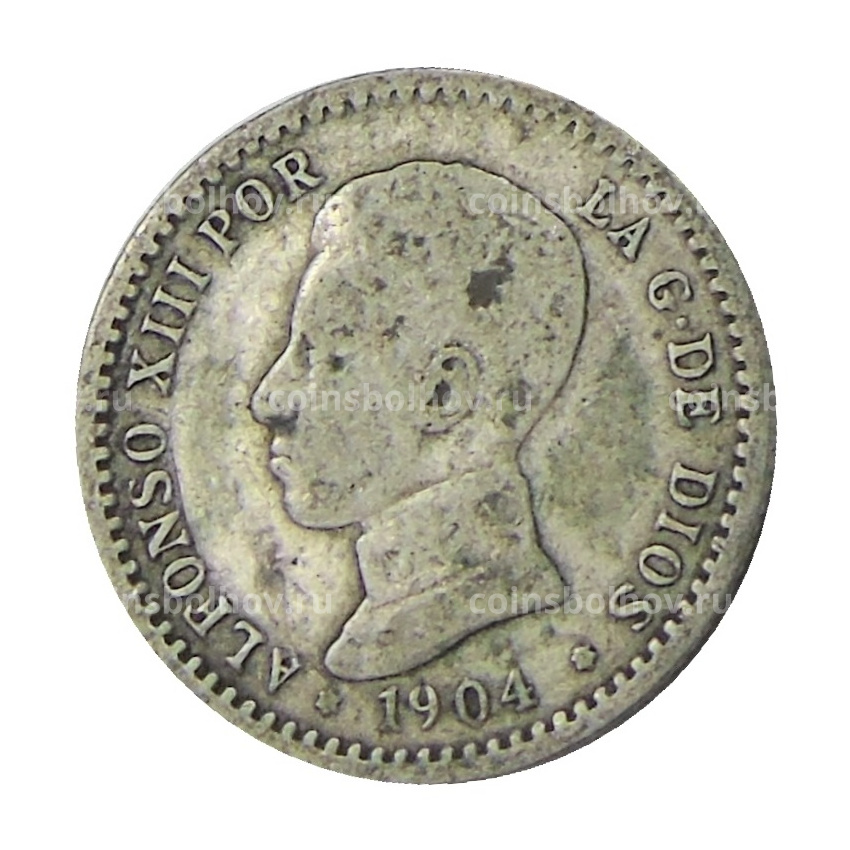 Монета 50 сентимо 1904 года Испания