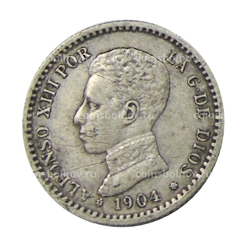 Монета 50 сентимо 1904(10) года Испания