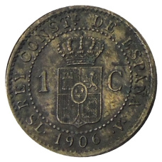Монета 1 сентимо 1906 года Испания (реверс)
