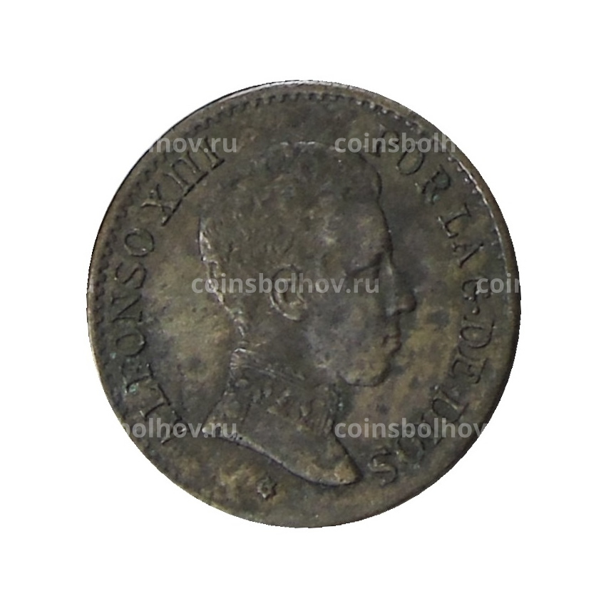 Монета 1 сентимо 1906 года Испания