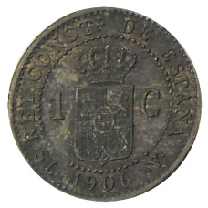 Монета 1 сентимо 1906 года Испания (реверс)