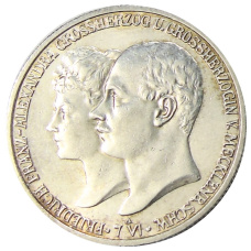 Монета 2 марки 1904 года A Германия (Мекленбург-Шверин) — Свадьба Герцога Фридриха Франца IV (аверс)