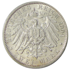 Монета 2 марки 1904 года A Германия (Мекленбург-Шверин) — Свадьба Герцога Фридриха Франца IV (реверс)