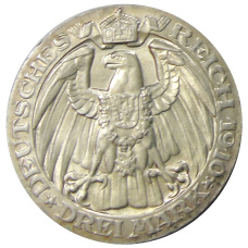 Монета 3 марки 1910 года Германия (Пруссия) — Берлинский университет (реверс)